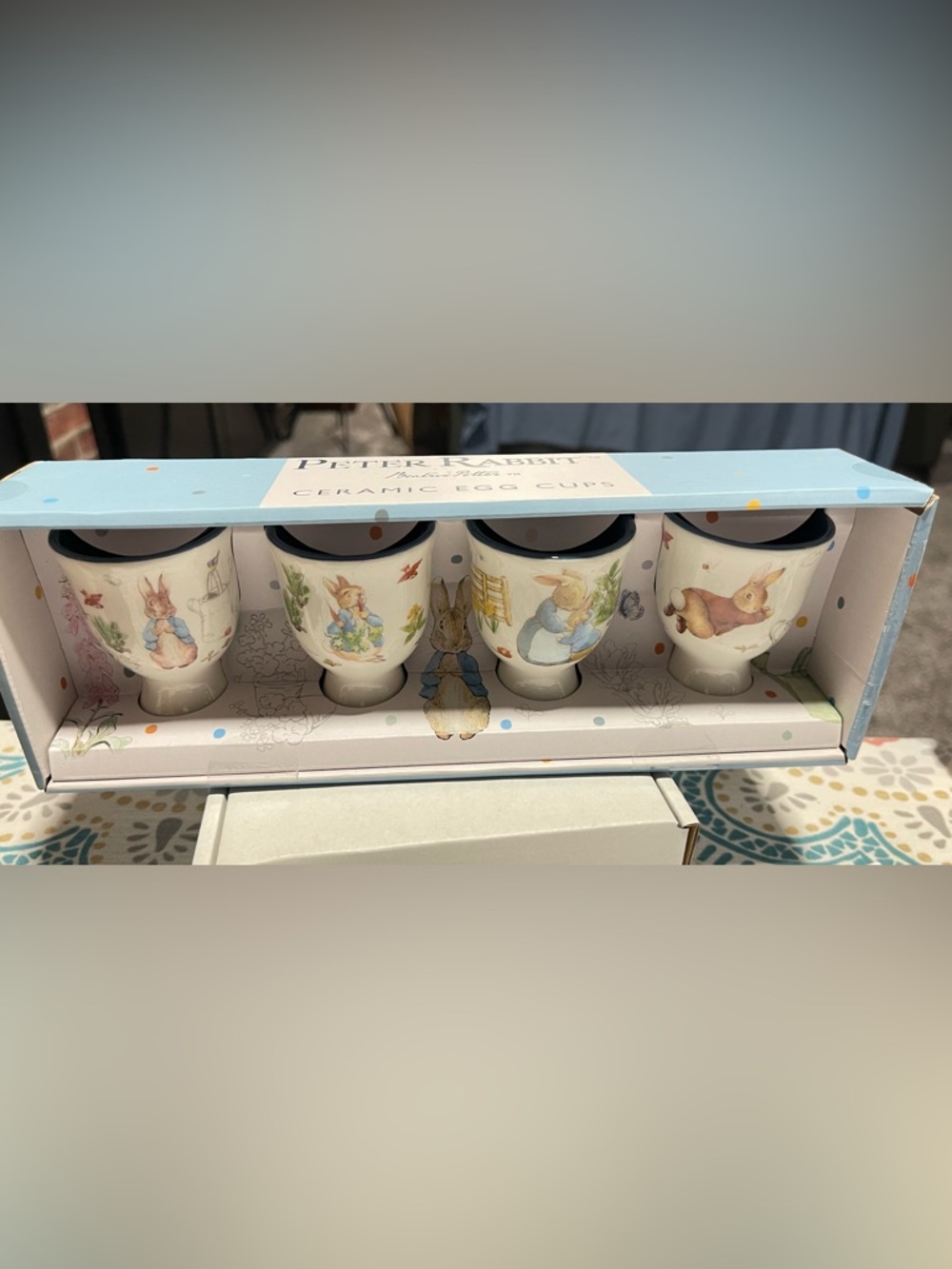 Beatrix Potter Peter Rabbit Ceramic Egg Cup Set - Pastel Floral